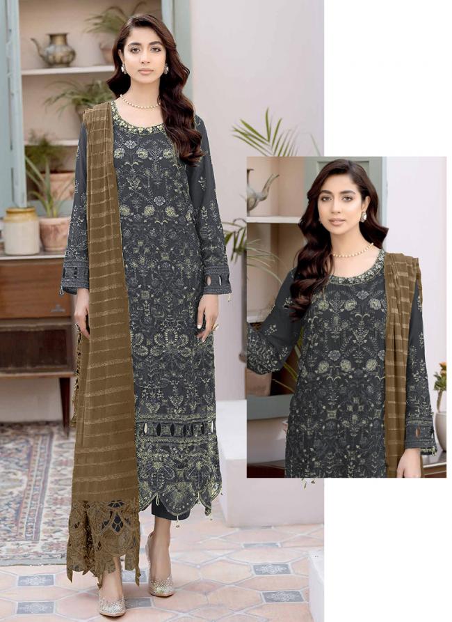 Georgette Grey Eid Wear Embroidery Work Pakistani Suit